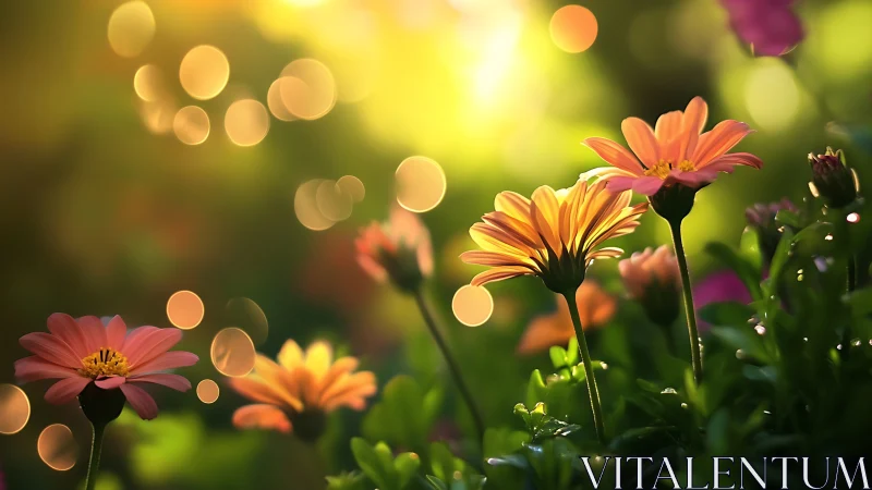 Composite flora study with selective focus depth and bokeh lighting effects