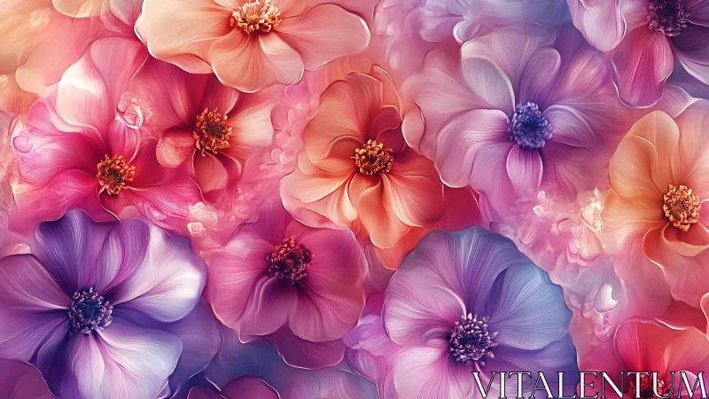 Vibrant Floral Gradient: Layered Dahlia Composition with Warm-to-Cool Color Transition.