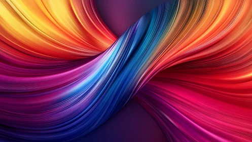 Curved multicolor filament ribbons intersect with high-gloss depth