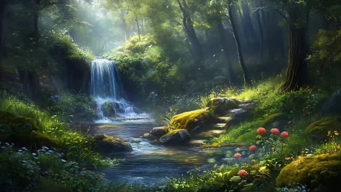 Enchanted Forest Waterfall: Nature's Serene Hidden Paradise
