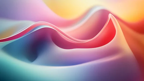 Abstract pastel waves curve through soft gradient light