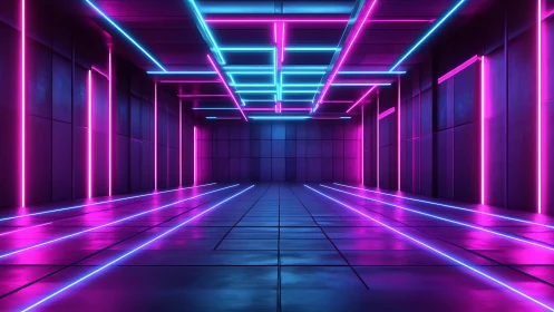 Neon hallways glowing with playful retro-future energy.