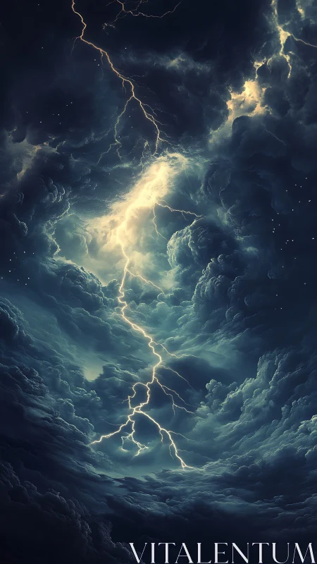 Vertical lightning channel bisects turbulent cumulonimbus vortex field