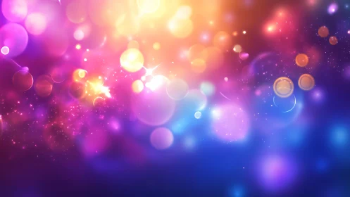 Vibrant Abstract Bokeh Lights with Colorful Gradient Glow.