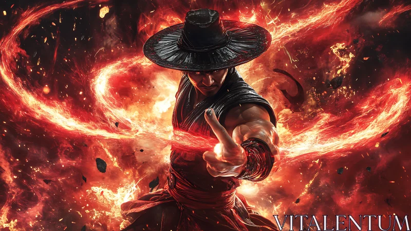 Fire-wielding warrior unleashes swirling inferno power.