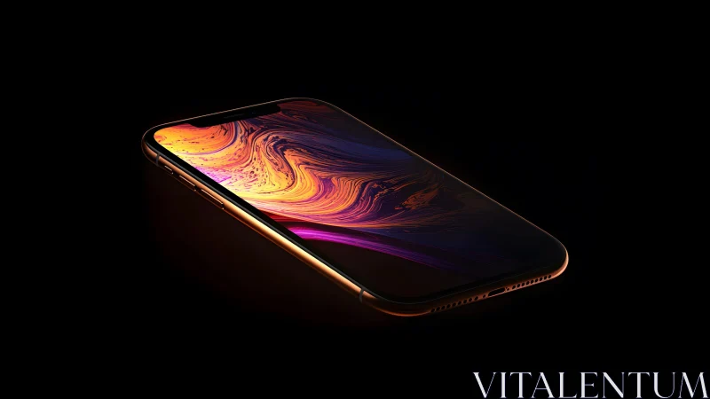 Modern smartphone with vivid abstract display in dramatic lighting. Modern smartphone with vivid abstract display in dramatic lighting.