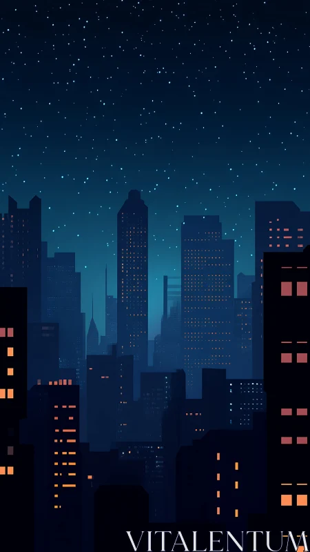 Star-salted midnight skyline humming with quiet windows.