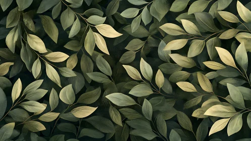 Layered foliage pattern renders overlapping leaves with textured depth