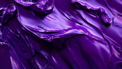 Vivid molten violet paint flows in glossy liquid waves