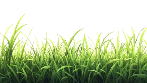 Lush green grass blades rendered against pure white background.