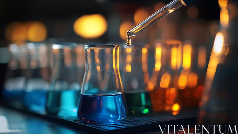 Glowing lab beakers and gentle droplets in cozy light.