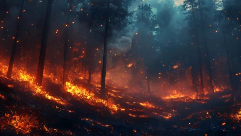 Wildfire Propagation Through Dense Forest Canopy With Atmospheric Light Scattering