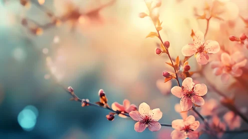 Soft-Focus Spring Blossoms with Warm Bokeh Rendering Technique