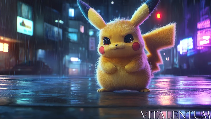 Neon-soaked city street crowns tiny electric hero with glow