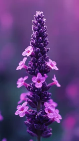 Purple Liatris Flower with Blooming Petals Against Soft Gradient Background