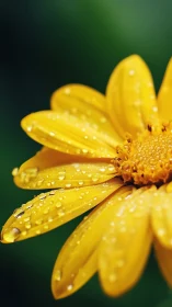 Radiant Yellow Petals Adorned with Dewdrop Jewels.