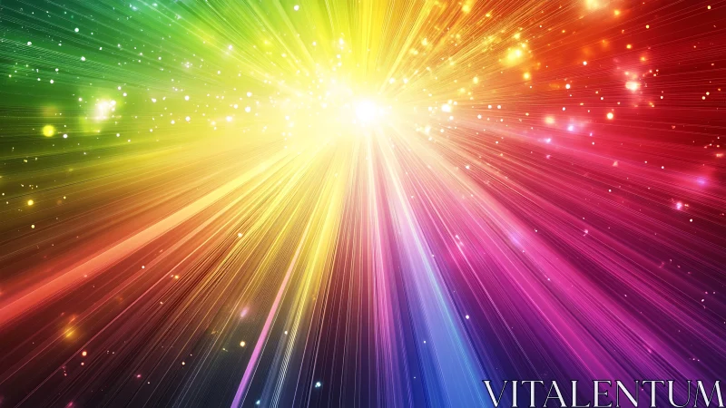 Radial multicolor lightburst uses linear streaks and particle bloom