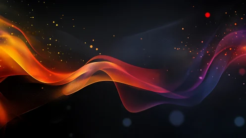 Ember ribbons drift through midnight, weaving luminous echoes.