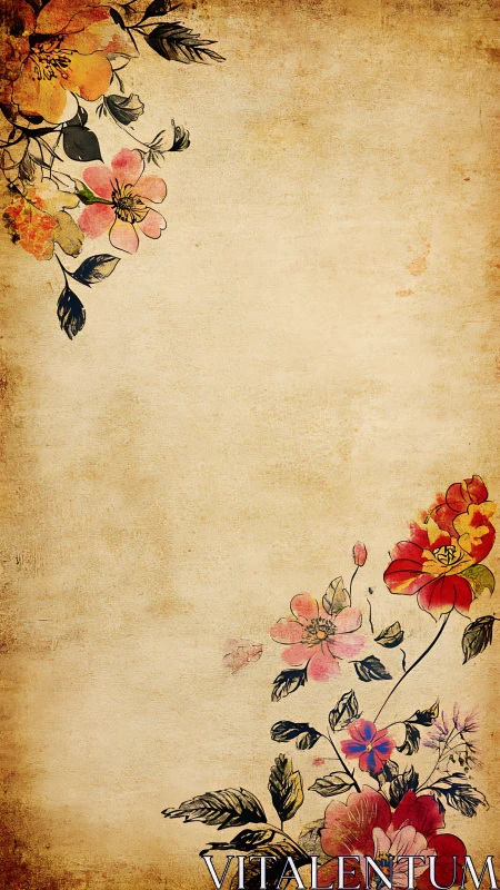 Gentle vintage florals framing a warm, cozy background.