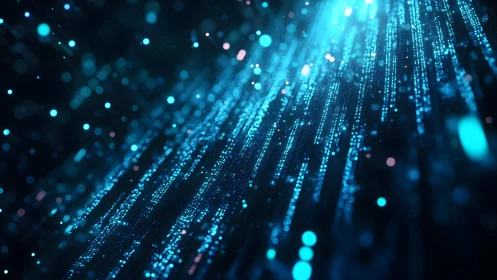 Abstract digital light streaks in blue, futuristic technology style.