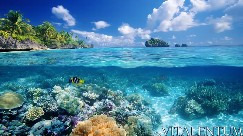 Tropical reef paradise where clear waves meet bright coral.