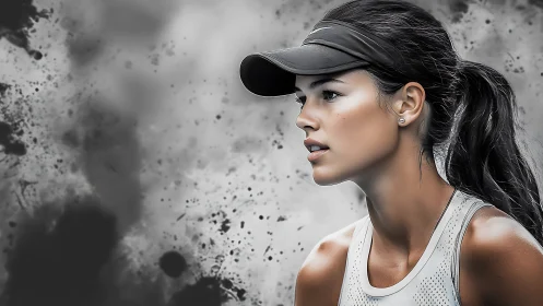 Focused runner ignites grayscale storm of athletic grit.