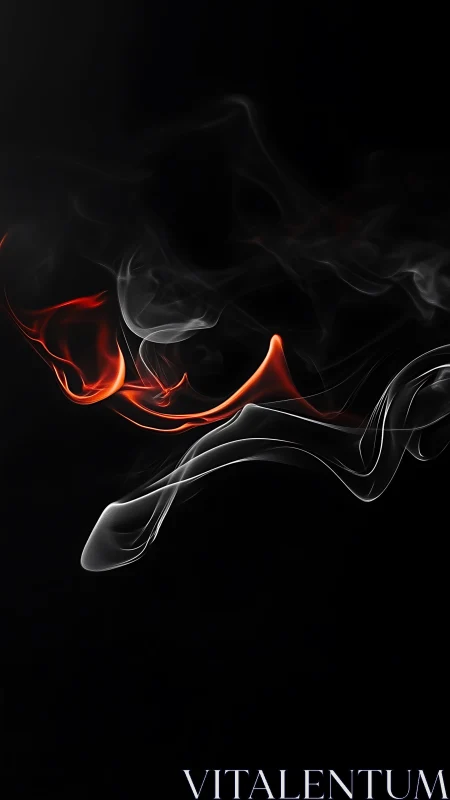 Crimson smoke ribbons curve through deep black void.