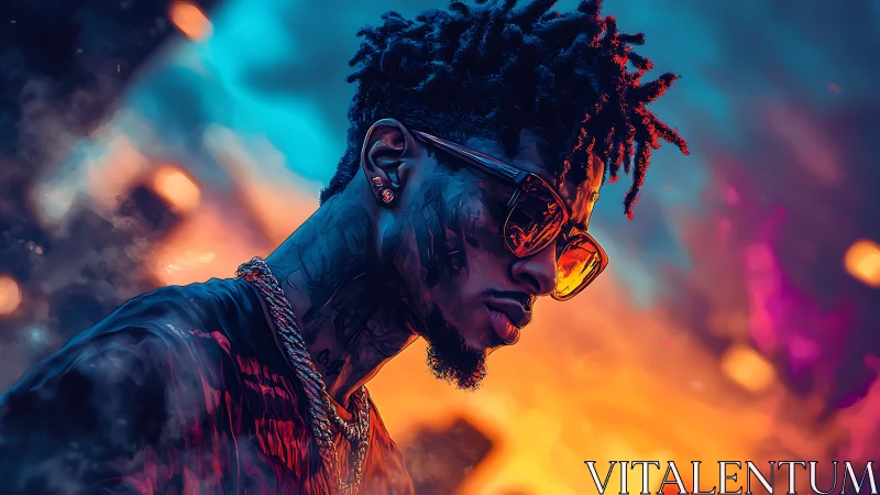 Cool urban dreamer in neon light and smoky colors.