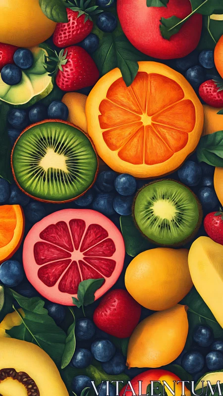 Colorful sliced fruits create a joyful, mouthwatering spread