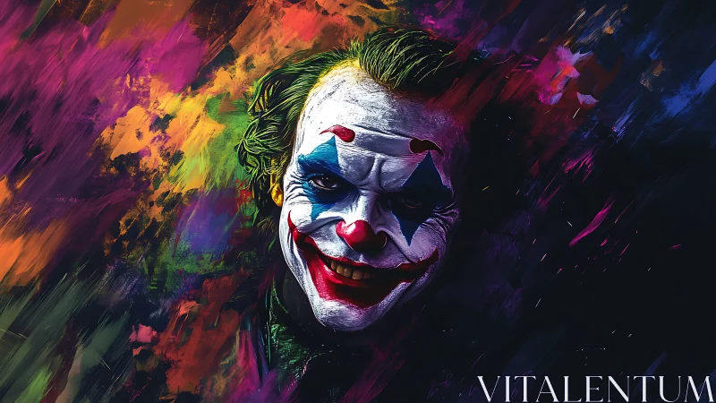 Clown portrait with smeared multicolor abstract background
