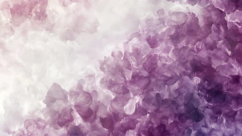 Soft lavender petals drift in a dreamy abstract haze