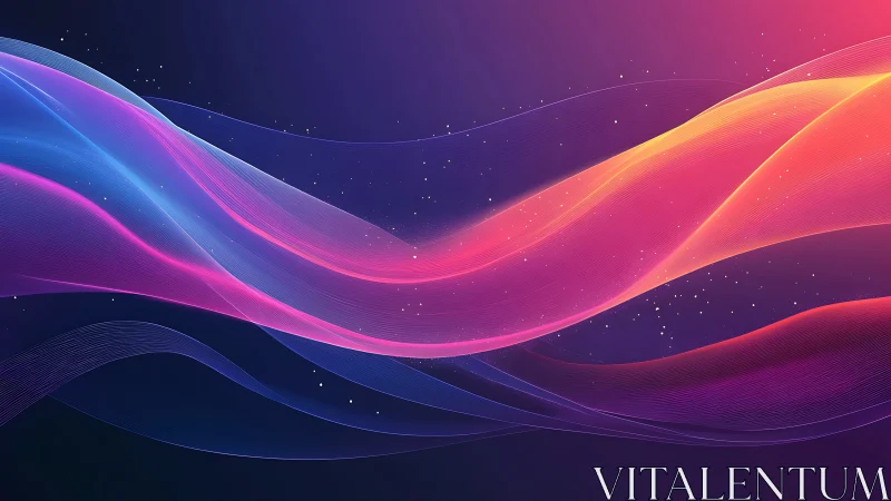 Luminous color waves drifting gently through a dreamy night sky.