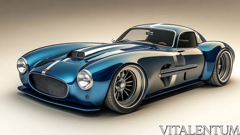 Sleek blue sports car blending classic curves and bold style.