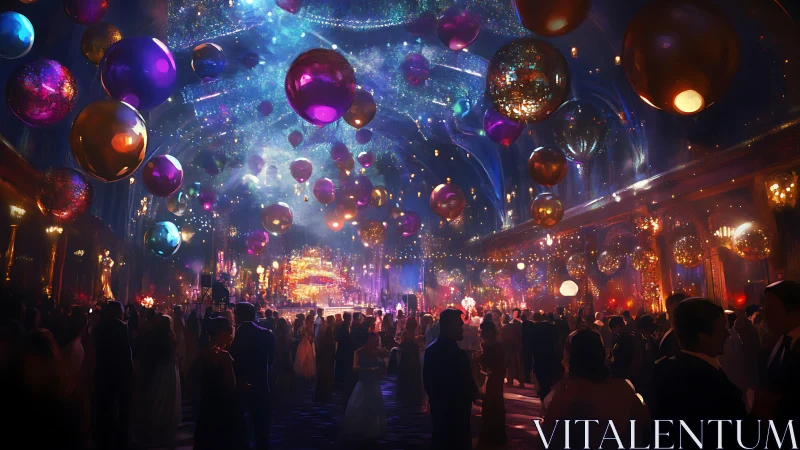 Gilded ballroom gala rendered with luminous atmospheric depth