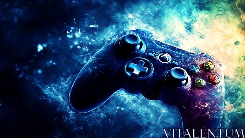 Game Controller with Digital Particle Effects.