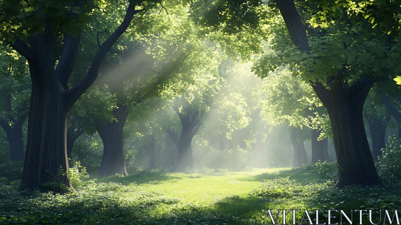 Sunlit Cathedral of Ancient Trees.