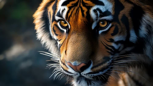 Tiger portrait shows intense gaze in hyperreal closeup detail