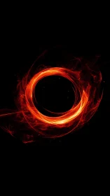 Flaming halo carves a molten circle through midnight void