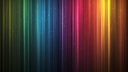 Vibrant abstract vertical rainbow light streaks digital art.