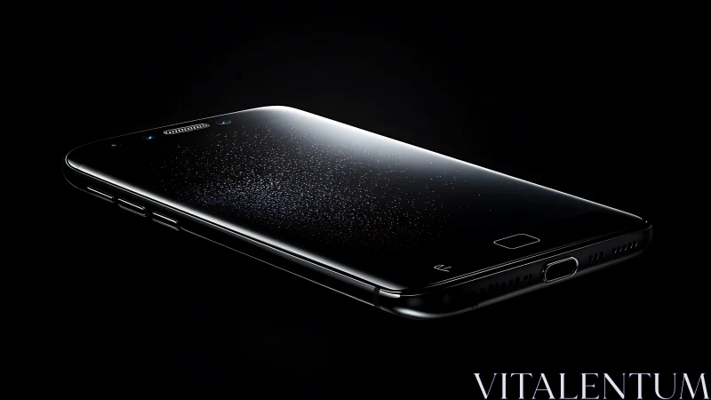 Premium smartphone rendered in ultra-black matte finish with precise studio lighting.