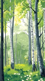 Birch Forest Canopy Study: Dappled Light Through Deciduous Architecture.