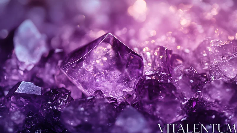 Purple crystal cluster glows under soft macro lighting