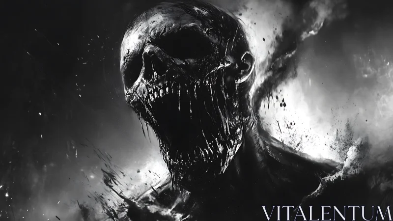 Monochrome skeletal figure rendered with dynamic motion effects