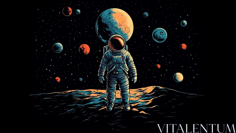 Lone cosmic wanderer balances planets on a velvet night