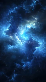 Vertical digital rendering shows luminous blue nebular cloud