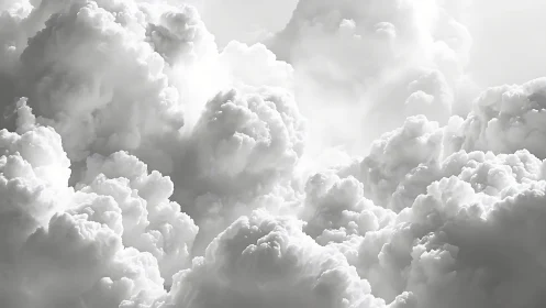 Billowing cloud cathedrals sculpted in luminous white sky.