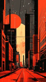 Neon dusk pours molten light through the silent city canyons