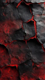 Cracked black rock surface revealing glowing red lava core.