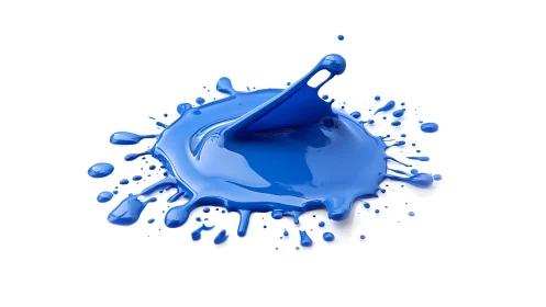 Vibrant Blue Paint Splash on White Background, Realistic Style.