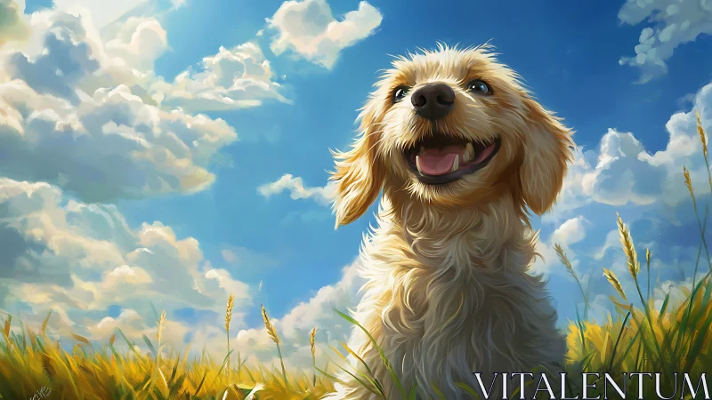 Sunlit meadow turns into a kingdom under one joyful pup